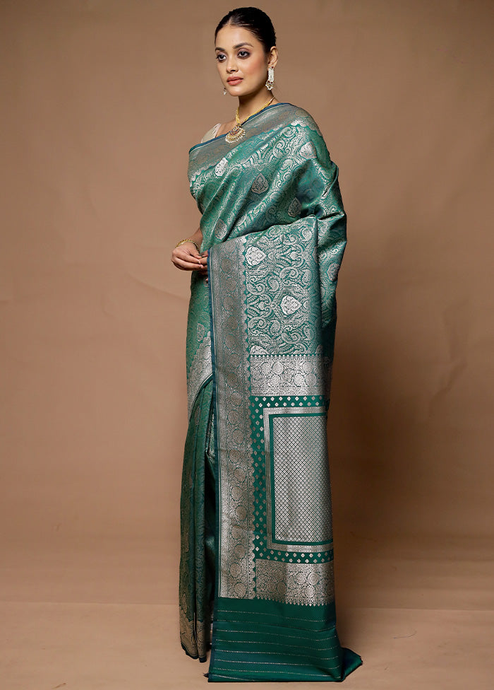 Green Uppada Silk Saree With Blouse Piece Cheap Fashion Style