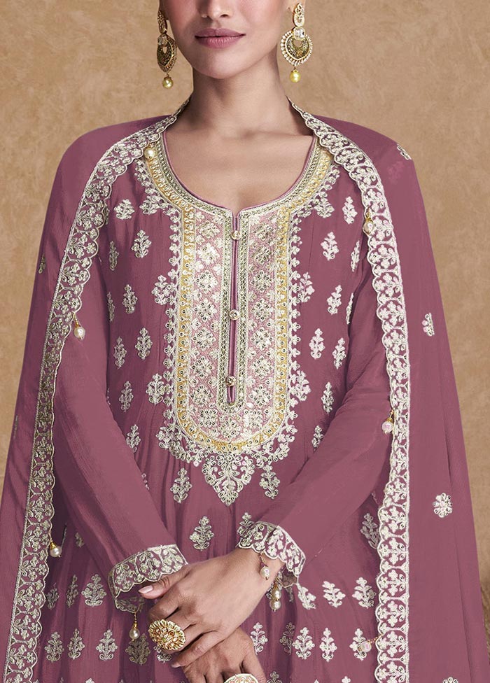 3 Pc Mauve Semi Stitched Georgette Suit Set Buy Cheap Factory Outlet