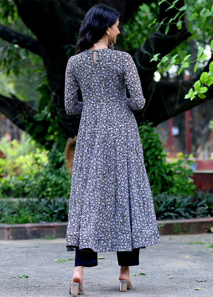 Black Readymade Georgette Long Kurti 2025 New Sale Online