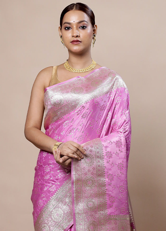 Pink Tanchoi Silk Saree With Blouse Piece Outlet Big Discount