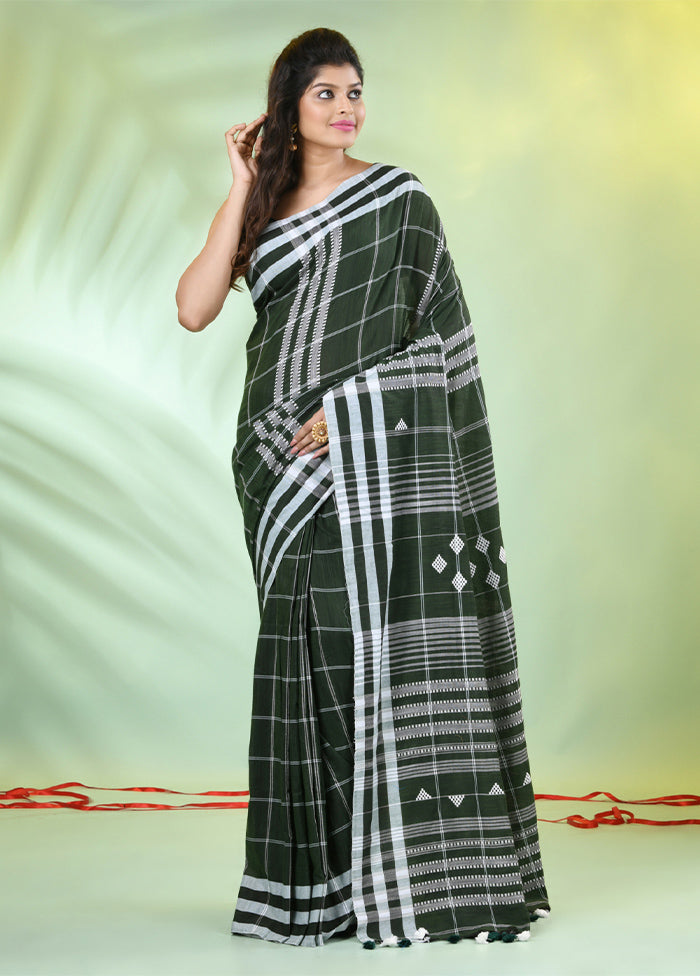 Moss Green Cotton Saree With Blouse Piece Outlet Get To Buy