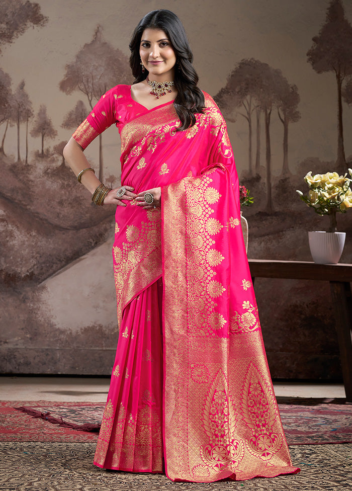 Pink Spun Silk Saree With Blouse Piece Shop Offer For Sale