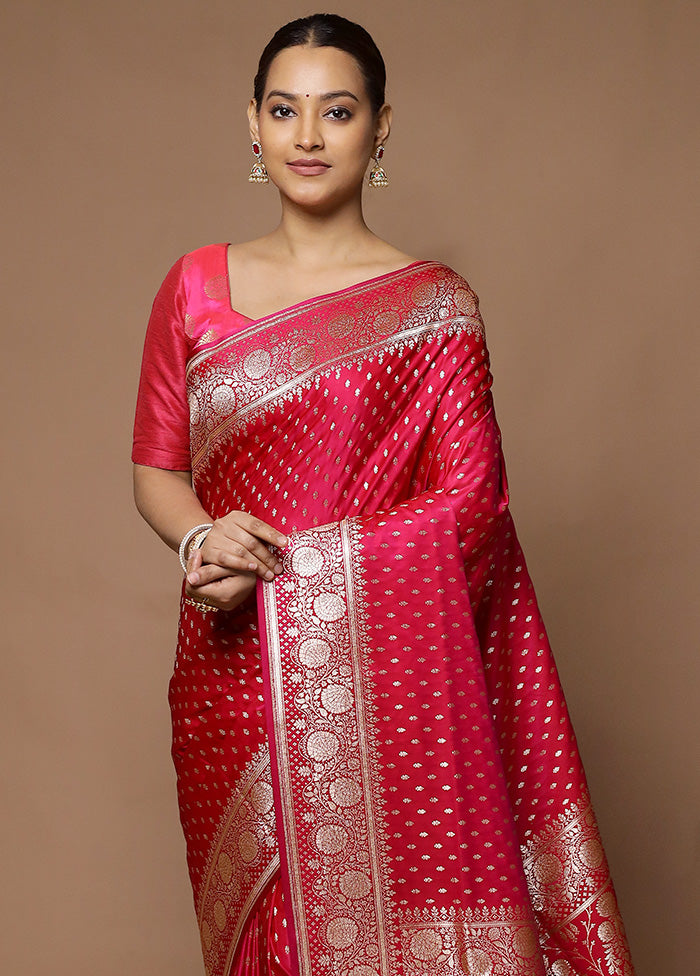 Pink Banarasi Silk Saree With Blouse Piece Cheap Pice Wholesale Pice