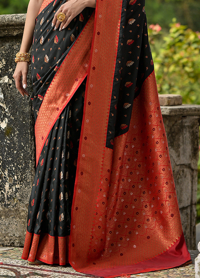 Black Banarasi Silk Saree With Blouse Piece Outlet Online