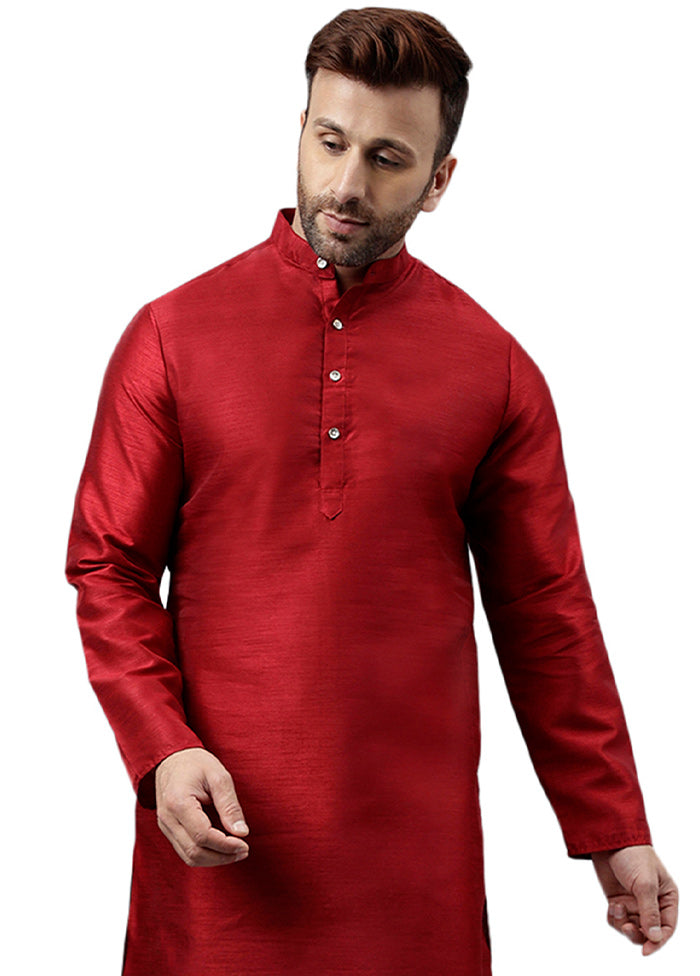 Maroon Dupion Silk Solid Kurta Shop Offer Cheap Online