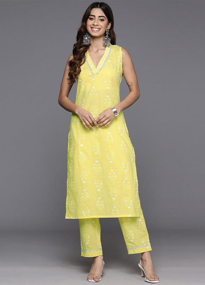 2 Pc Yellow Pure Readymade Cotton Kurti Set Sale Cheap Online