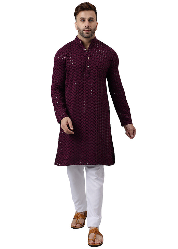 2 Pc Maroon Silk Kurta Pajama Set 2025 Cheap Pice