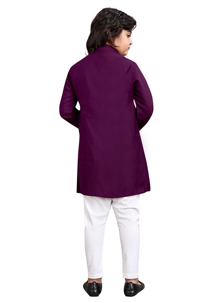 Purple Viscose Kurta Pajama Set Cheap Sale Sale