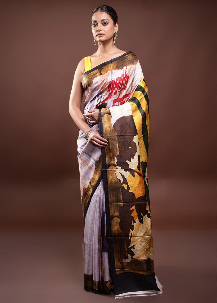 Multicolor Printed Pure Silk Saree Without Blouse Piece Clearance Cost