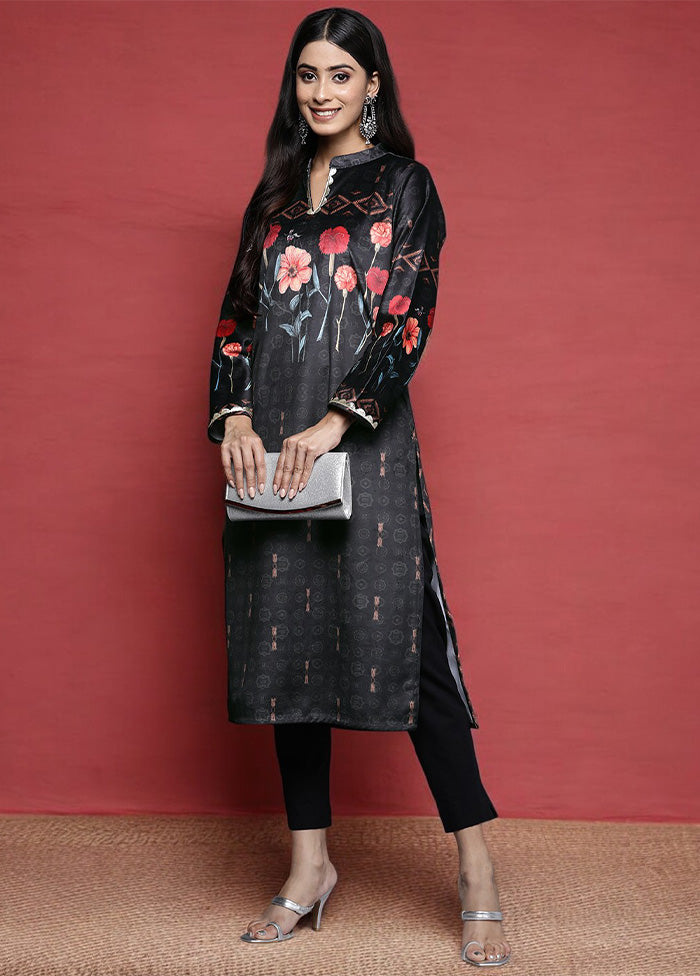 Black Readymade Velvet Kurti Pay With Visa