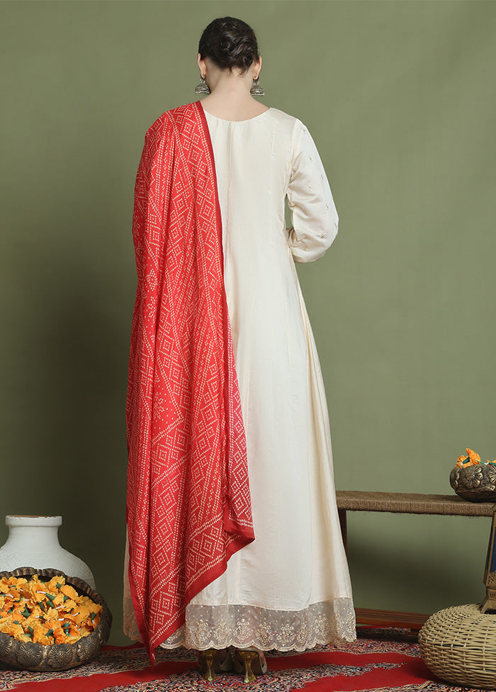 Cream Readymade Silk Dupatta Indian Dress Free Shipping Recommend