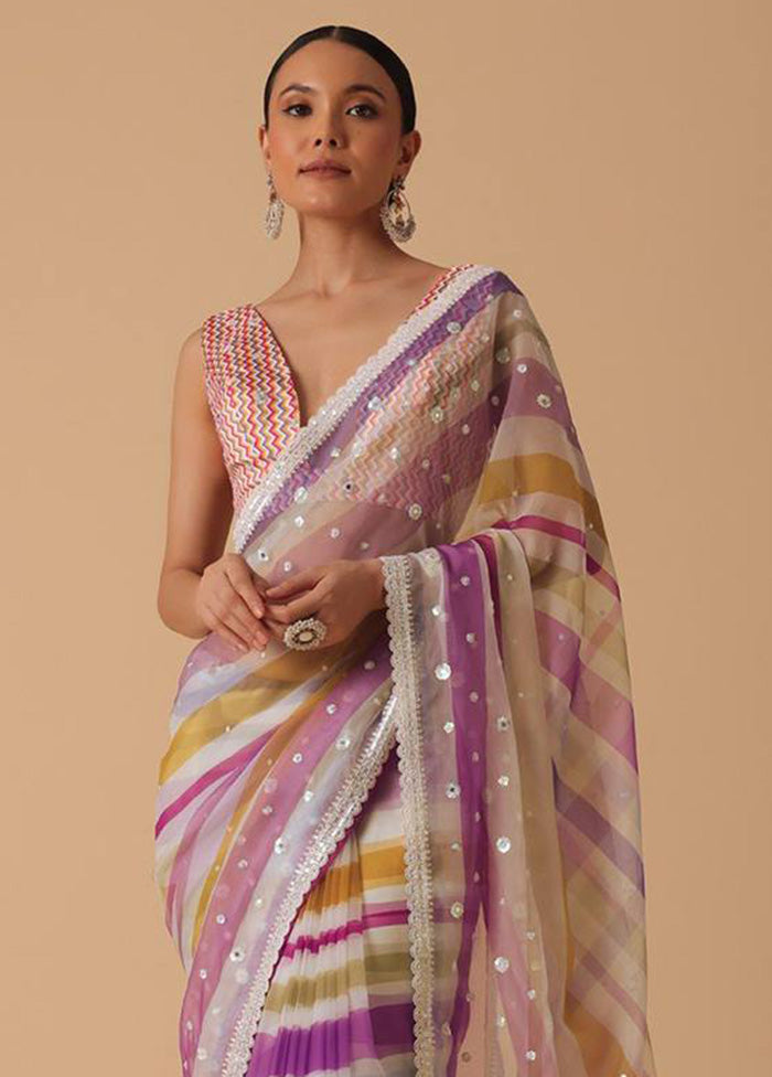 Multicolor Georgette Saree With Blouse Piece Cheap Sale From China