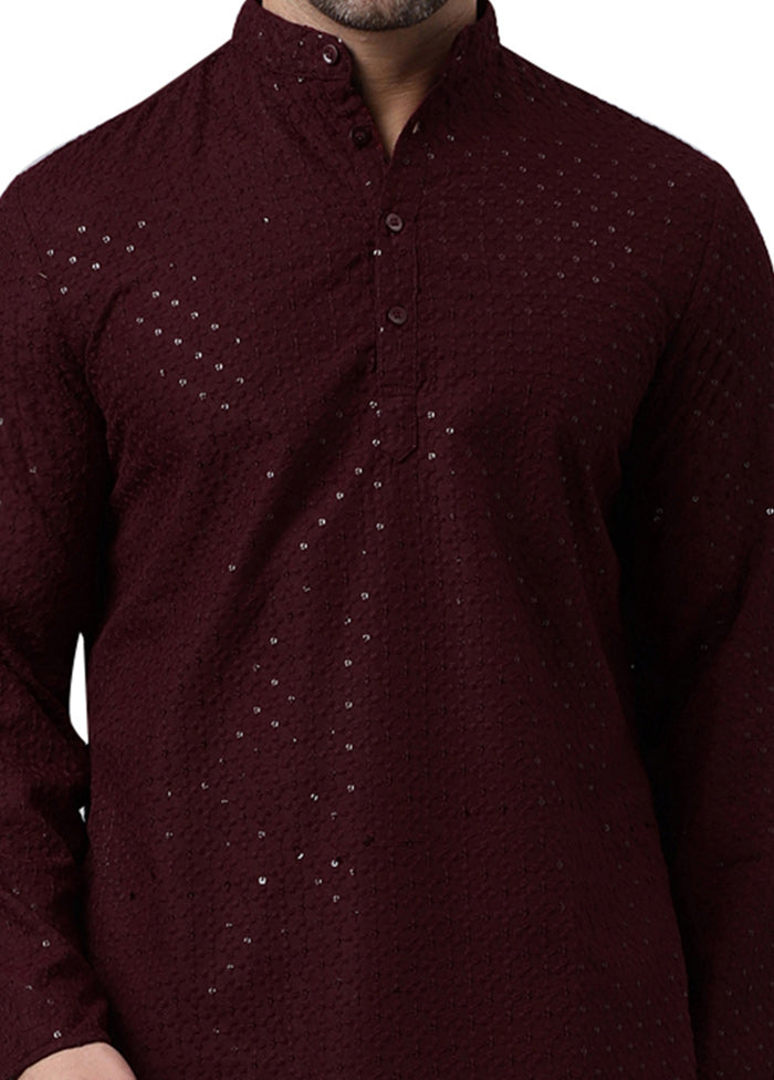 Maroon Silk Embroidered Kurta Latest Collections Online