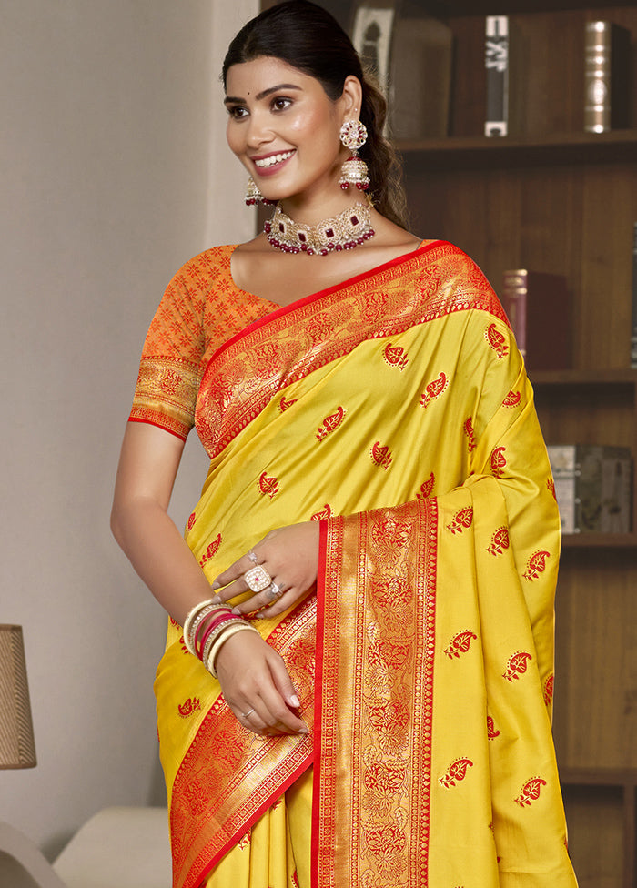 Yellow Dupion Silk Saree With Blouse Piece Buy Cheap Genuine