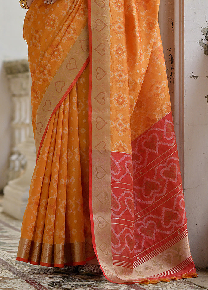 Mustard Spun Silk Saree With Blouse Piece Pay With Visa Cheap Online