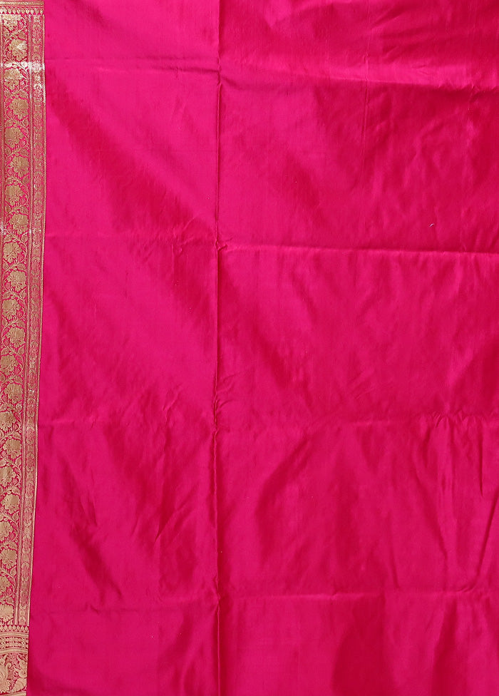 Pink Handloom Banarasi Pure Silk Saree With Blouse Piece Sale Footlocker Finishline