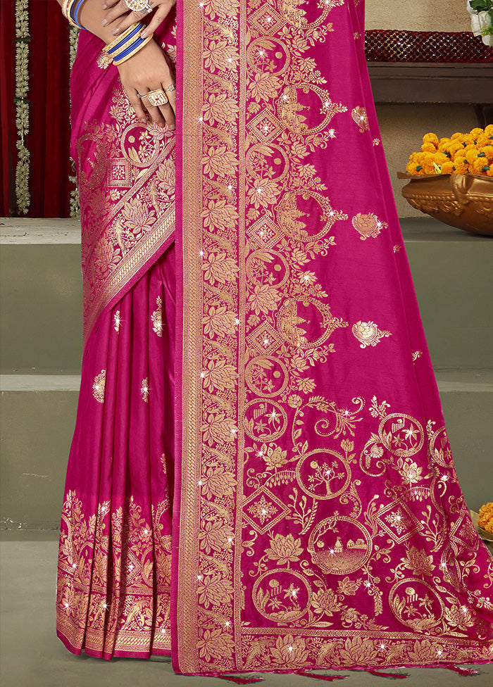 Pink Spun Silk Saree With Blouse Piece 2025 Unisex Online