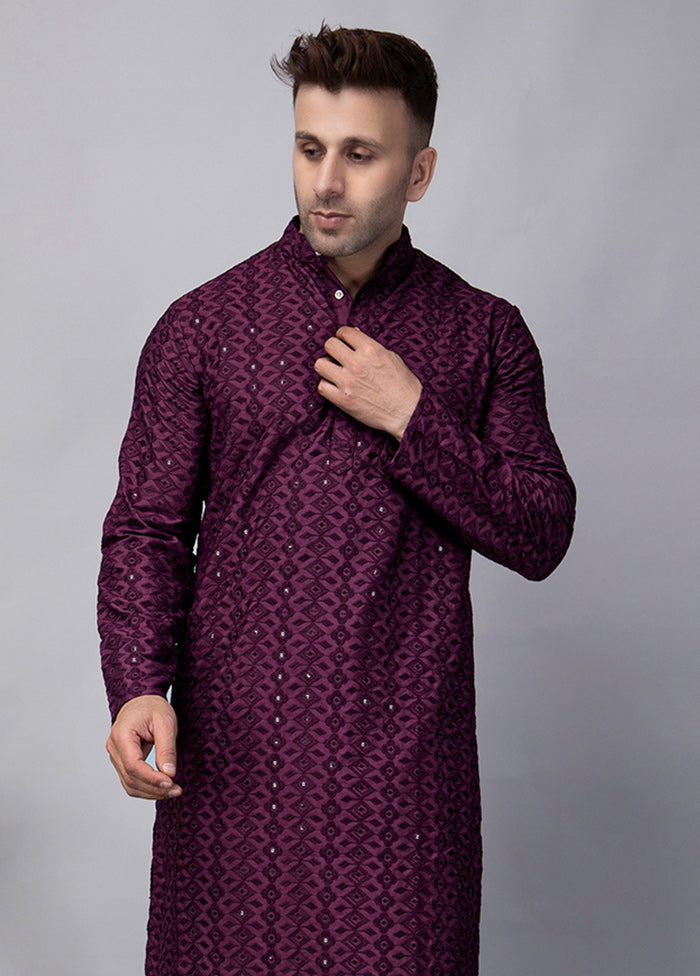 2 Pc Purple Viscose Kurta Pajama Set Cheap Sale Online Online