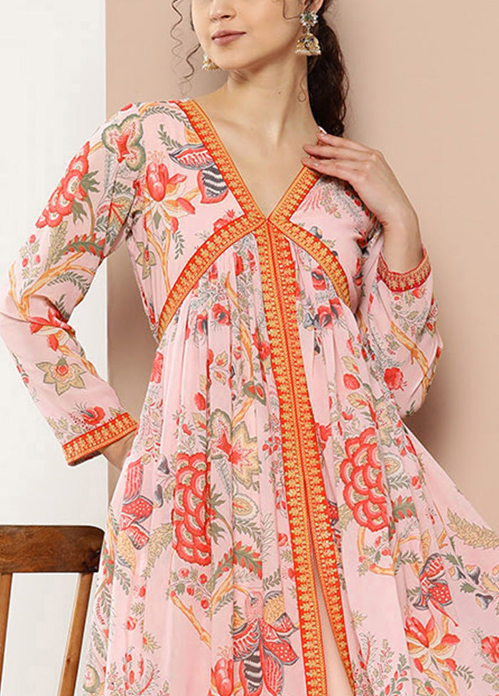 2 Pc Pink Readymade Georgette Kurti Set Online Online Clearance