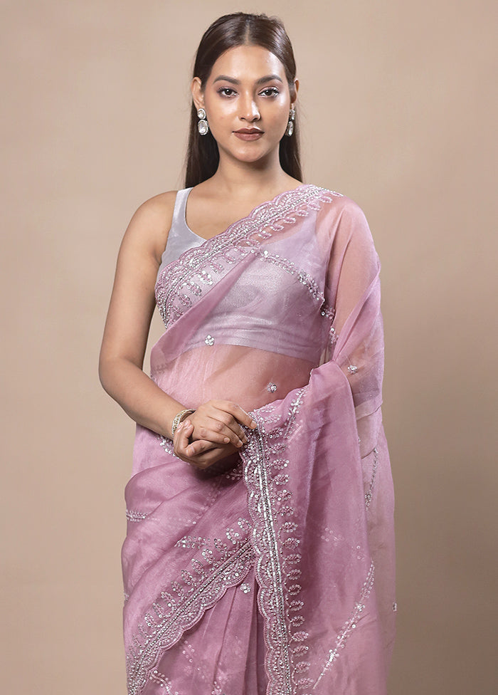 Pink Silk Saree With Blouse Piece Cheap Fashion Style