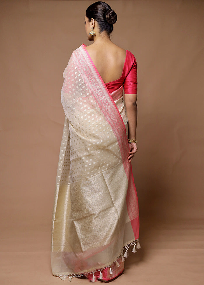 Cream Kora Silk Saree With Blouse Piece Clearance Wiki