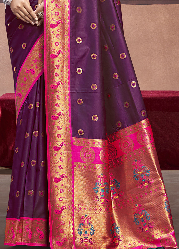 Wine Dupion Silk Saree With Blouse Piece Sale Online Online