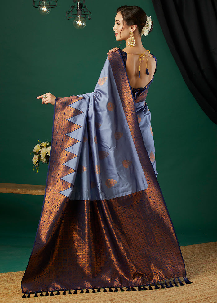 Lavender Banarasi Silk Saree With Blouse Piece The Best Store To Get