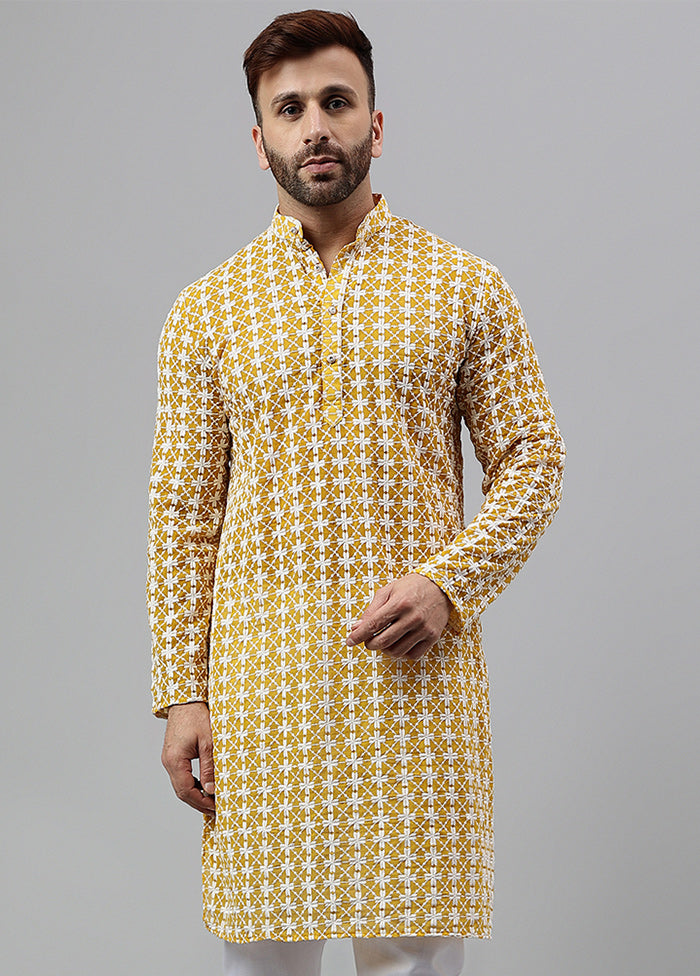 2 Pc Mustard Viscose Kurta Pajama Set Free Shipping 100% Guaranteed