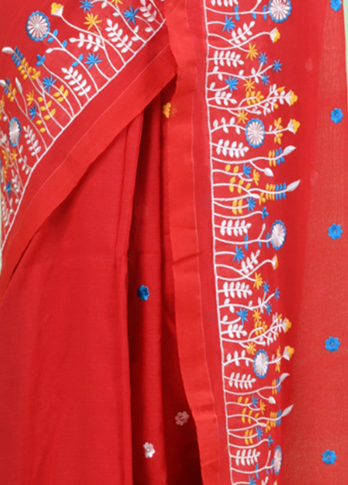 Red Cotton Saree With Blouse Piece Buy Cheap With Paypal