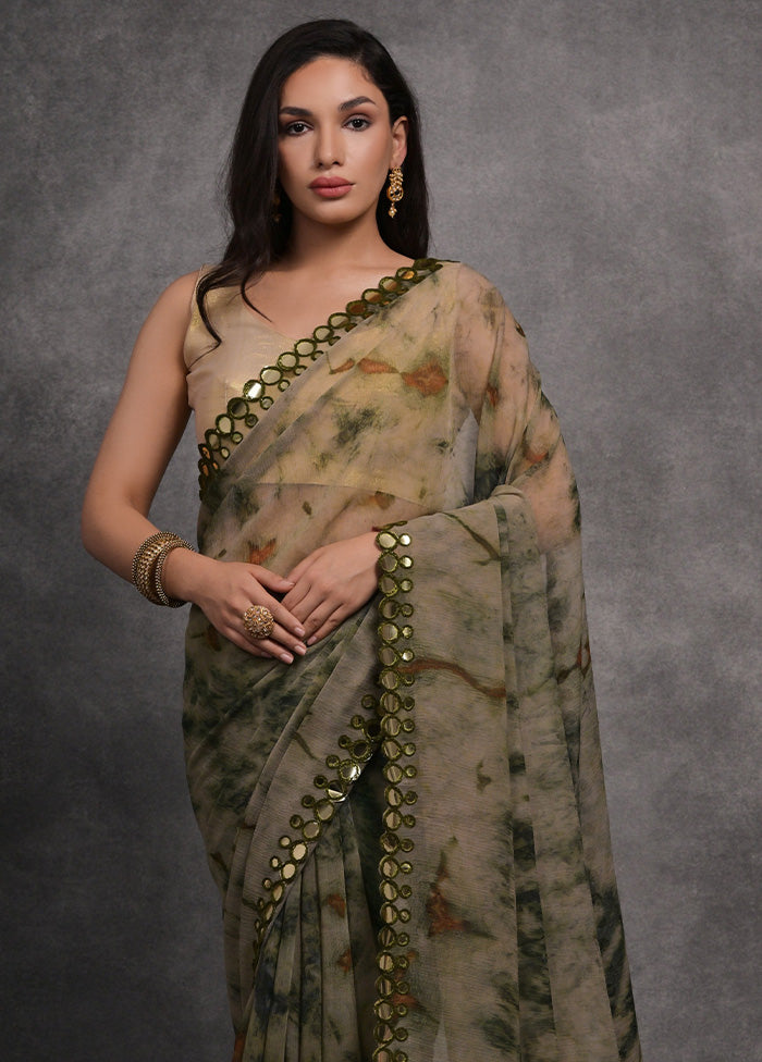 Grey Chiffon Silk Saree With Blouse Piece Cheapest Pice For Sale