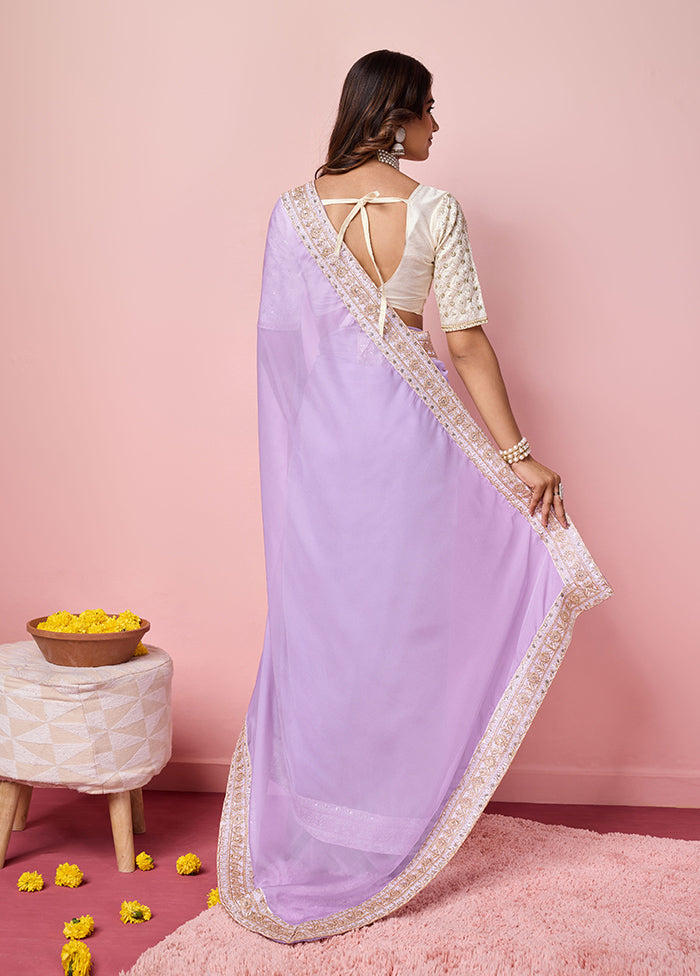 Purple Organza Saree With Blouse Piece Online Online With Mastercard