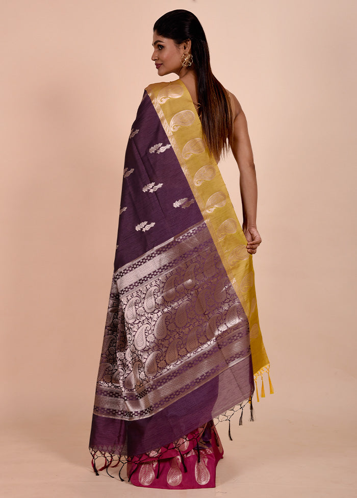 Purple Cotton Saree With Blouse Piece Pre Order Online