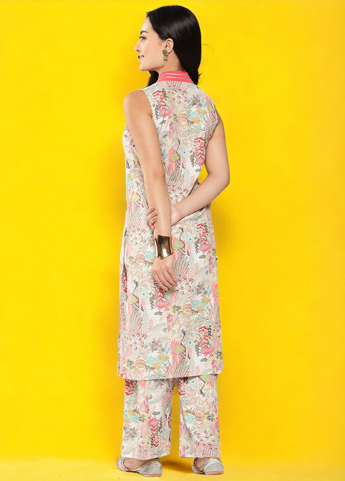 2 Pc Beige Readymade Silk Kurti Set Buy Cheap Footlocker Pictures