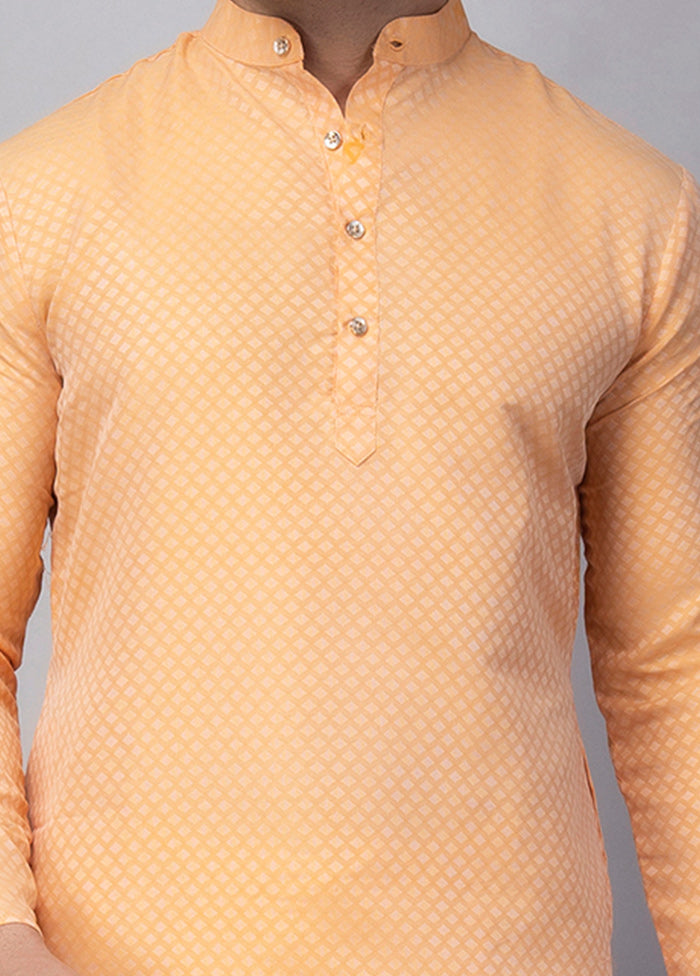 Lemon Viscose Jacquard Knee Length Kurta For Cheap