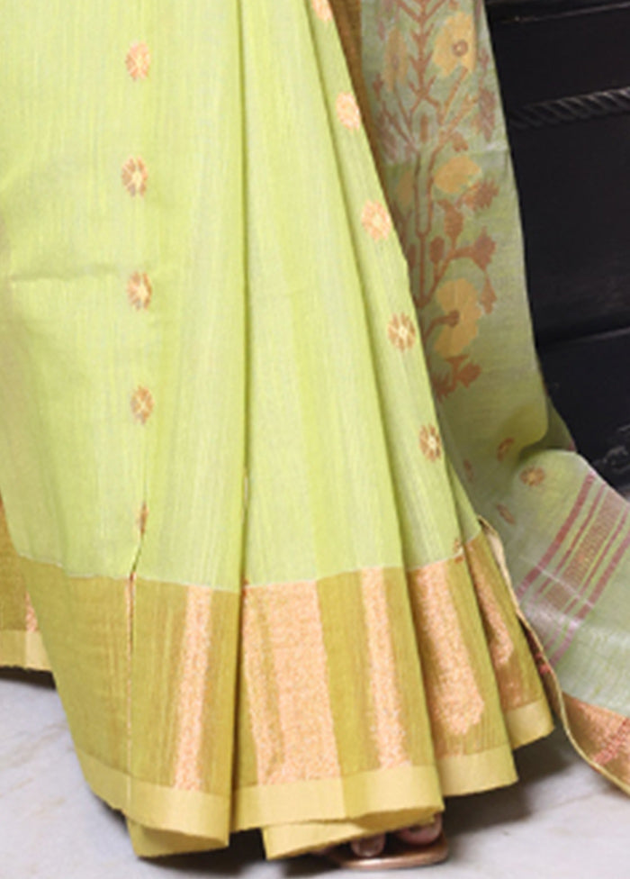 Light Green Pure Cotton Saree With Blouse Piece Clearance Wide Range Of