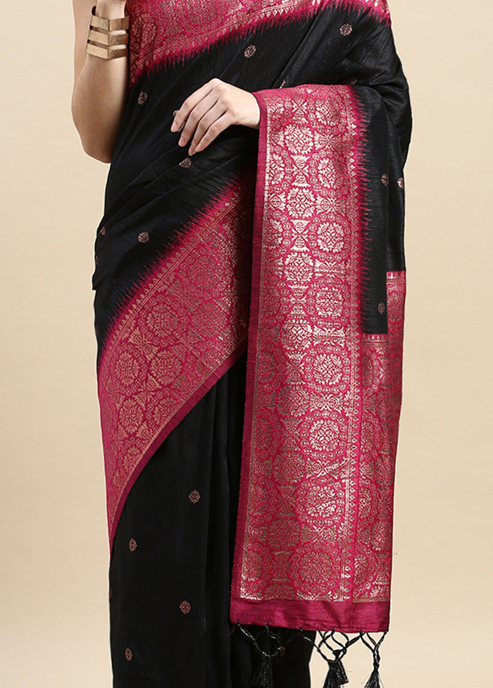 Black Banarasi Silk Saree With Blouse Piece Cheap Visit