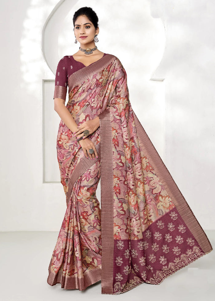 Multicolor Spun Silk Saree With Blouse Piece Outlet Original