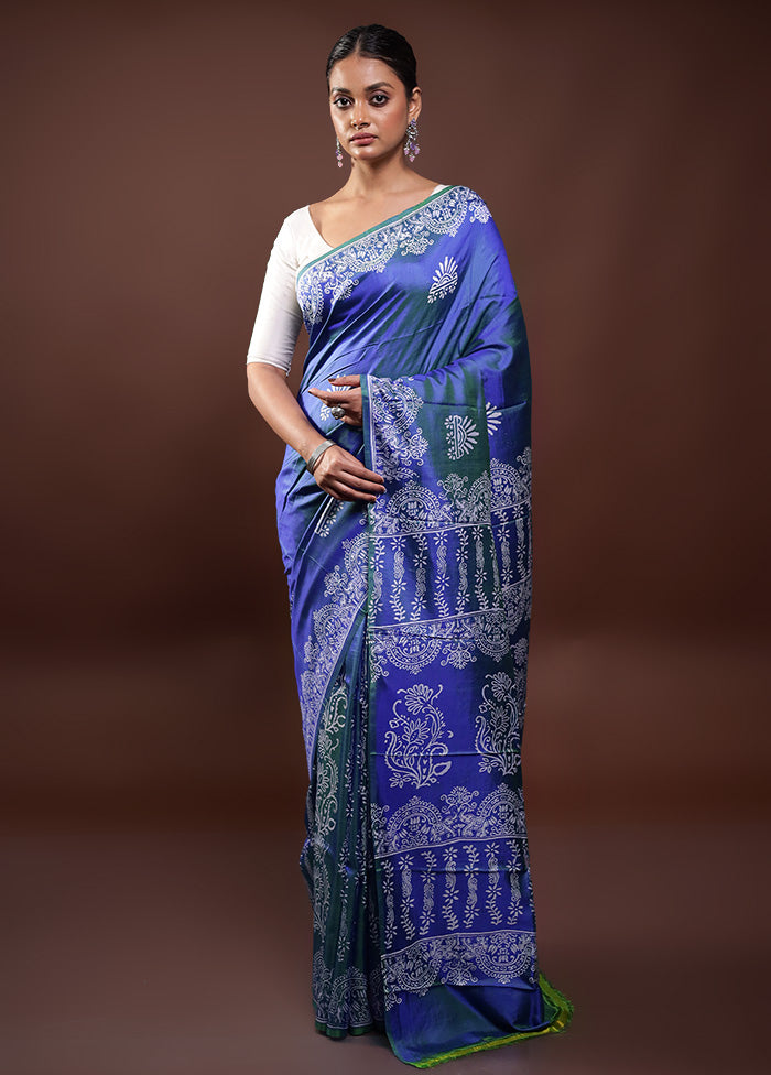 Blue Pure Bishnupuri Silk Saree Without Blouse Piece Marketable Online