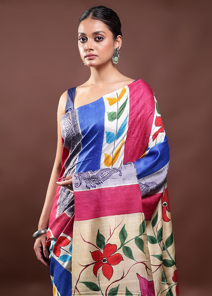 Multicolor Printed Pure Silk Saree Without Blouse Piece Latest Collections Sale Online