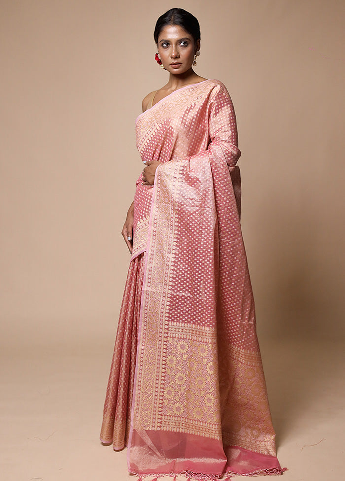 Pink Tissue Silk Saree With Blouse Piece Buy Cheap Hot Sale