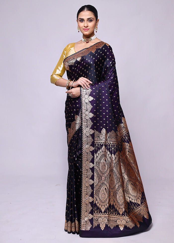 Purple Banarasi Silk Saree With Blouse Piece Clearance Manchester