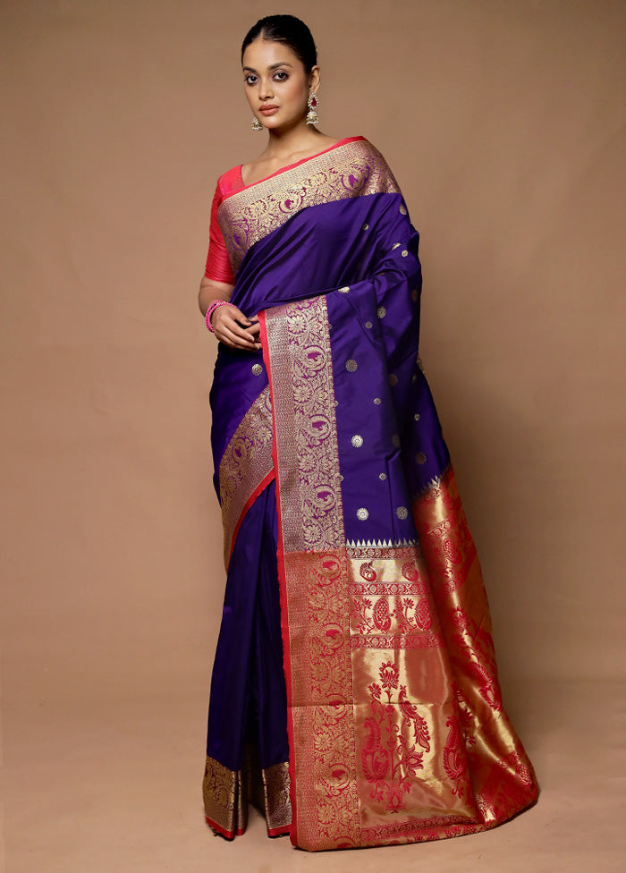 Blue Kanjivaram Silk Saree With Blouse Piece Explore