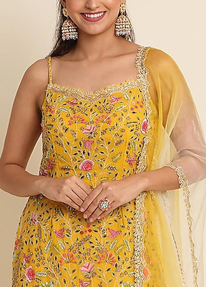 3 Pc Yellow Semi Stitched Georgette Suit Set Release Dates