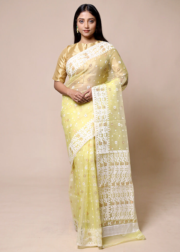 Yellow Pure Tant Jamdani Saree Without Blouse Piece Buy Cheap Pices