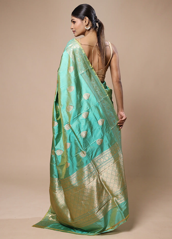 Green Handloom Katan Pure Silk Saree With Blouse Piece Cheap Eastbay