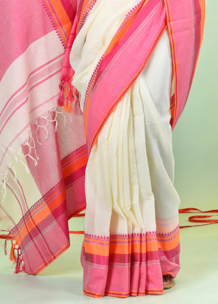 Off White Cotton Saree With Blouse Piece Sale Get To Buy