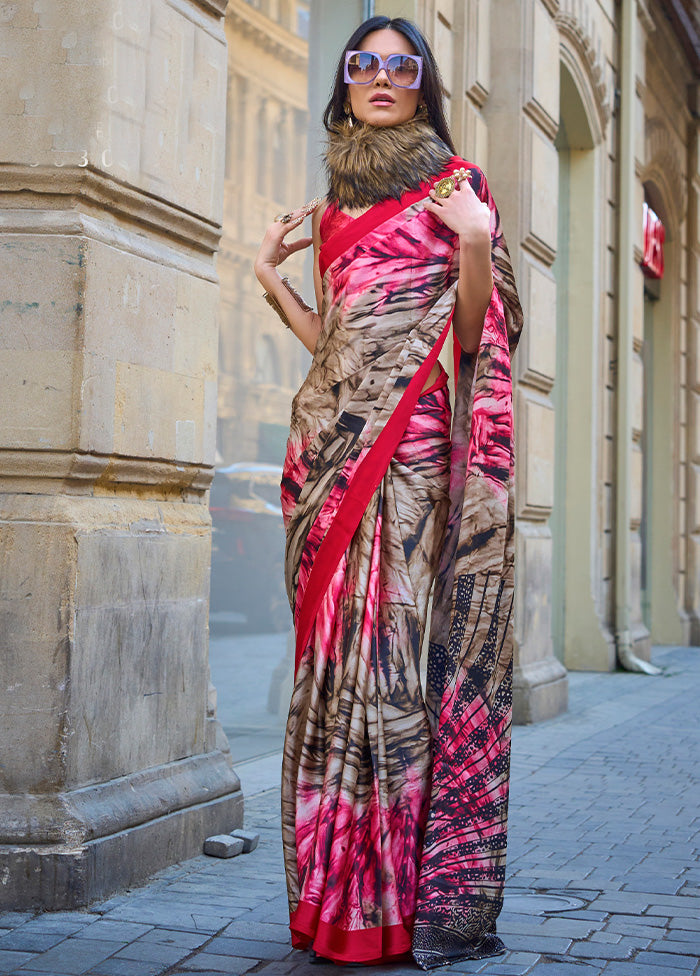 Multicolor Satin Silk Saree With Blouse Piece The Best Store To Get