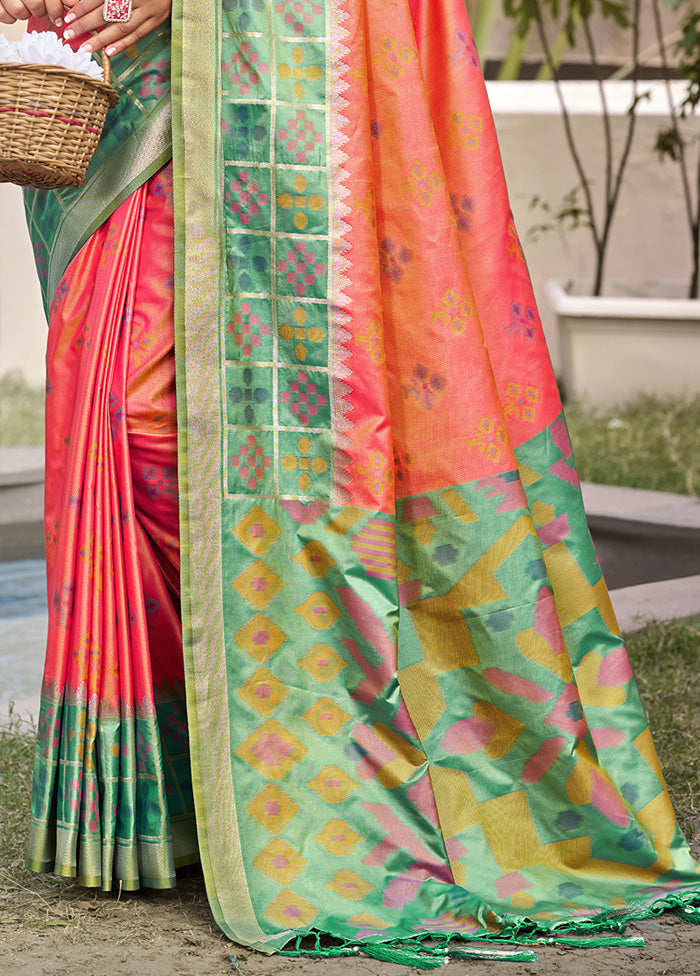 Peach Spun Silk Saree With Blouse Piece Outlet Exclusive