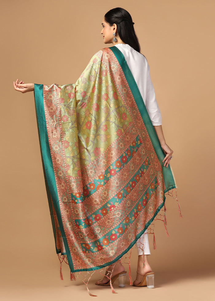 Parrot Green Art Silk Dupatta With Mastercard Cheap Pice