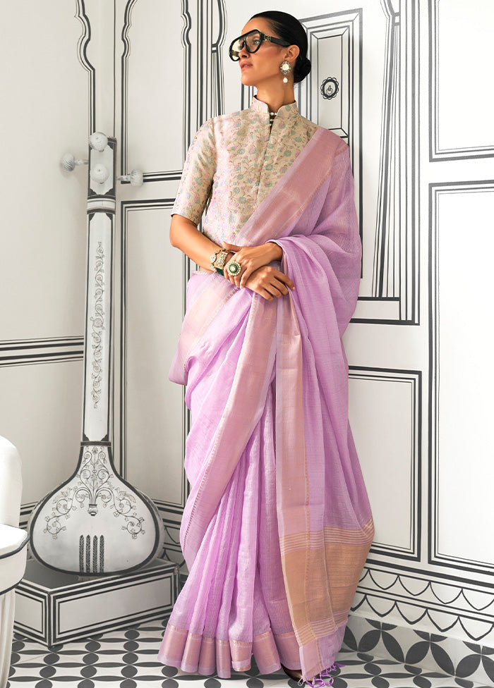 Lavender Chiffon Silk Saree With Blouse Piece Professional Cheap Pice